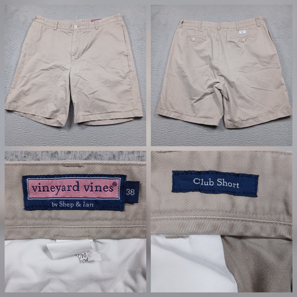 Vineyard Vines Club Shorts Men's 38‎ Khaki Beige Chino Flat Front Casual